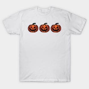 Pumpkin Fall Horror Pumpkin Face Spooky Season Halloween T-Shirt